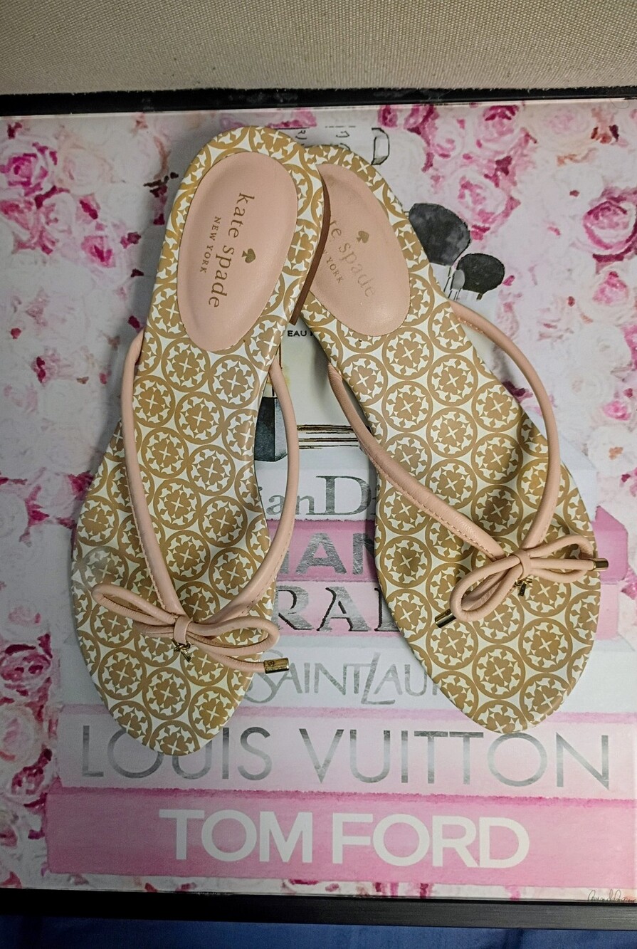 ❤️KATE SPADE MYSTIC PINK LEATHER THONG SANDALS FLIP FLOP SHOES 9 M